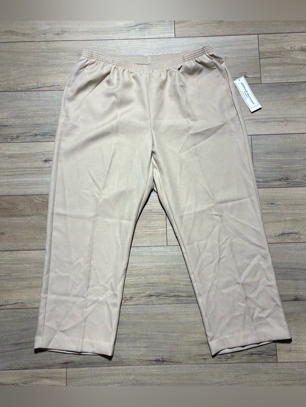 Alfred Dunner  Classic Plus Size Pull‑On Dress Pants 18W Proportioned Short Tan